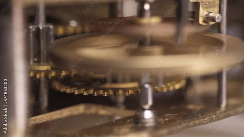 old clock mechanism with metal gears macro shot slow motion 4k old clock mechanism with metal gears macro shot slow motion 4k