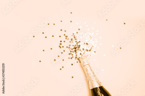 Close-up of champagne explosion