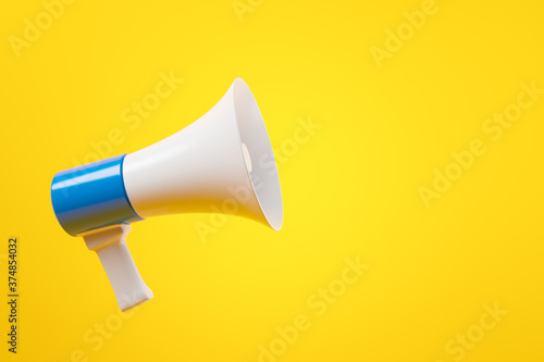 Black and white megaphone over yellow background.