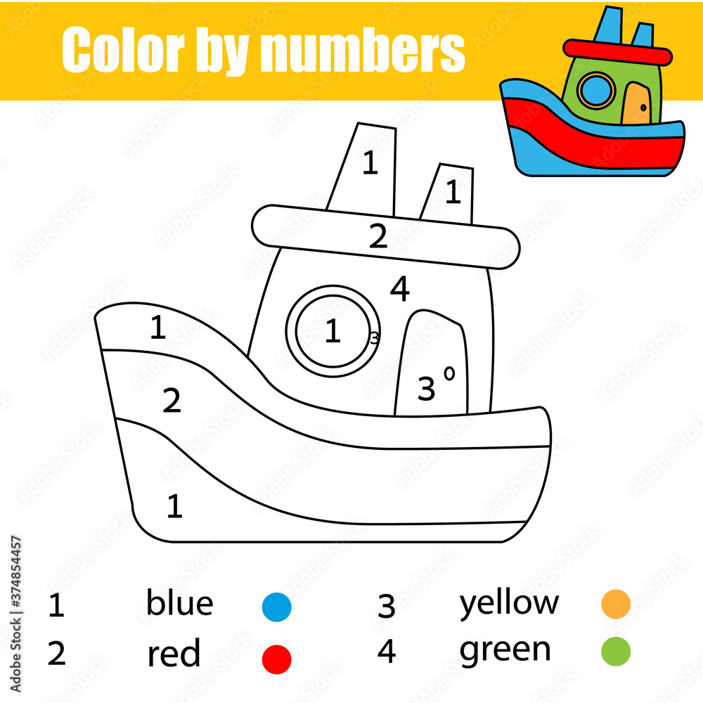 Coloring page for kids. Educational children game. Color by numbers ...