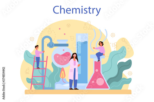 Chemistry studying concept. Chemistry lesson. Scientific experiment