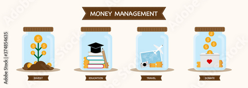 Infographic personal financial money management concept. Vector illustration