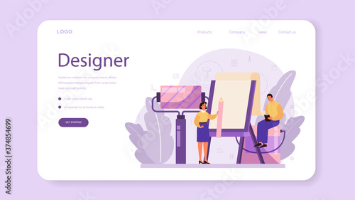 Professional interior designer web banner or landing page.