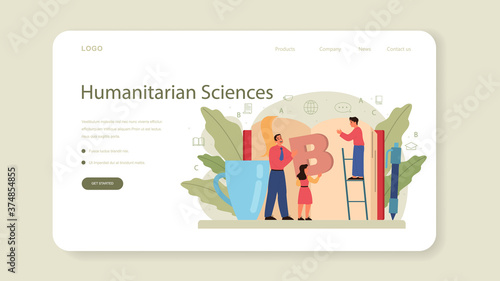 English class web banner or landing page. Study foreign languages