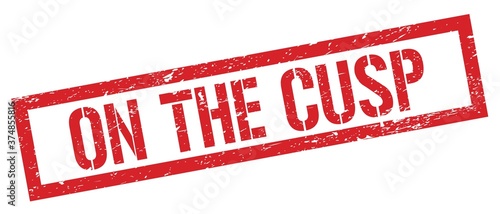 Принти на полотні ON THE CUSP red grungy rectangle stamp.