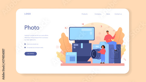 Photography school course web banner or landing page.