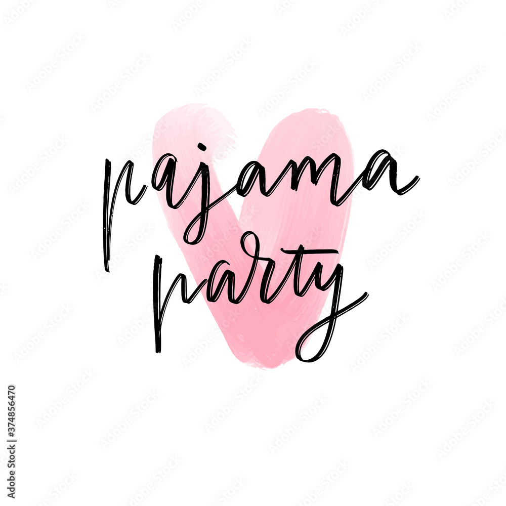 Pajama party vector phrase for party invitation, card, poster or banner.