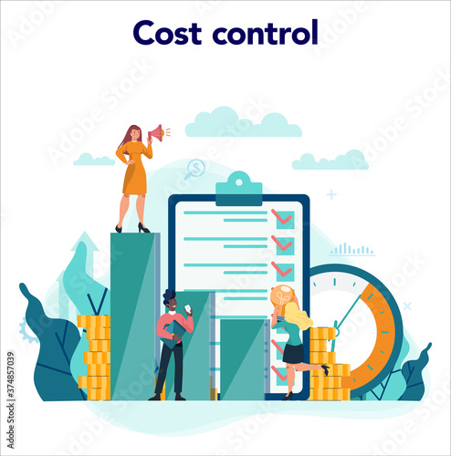 Economists concept. Business people work with money. Idea of