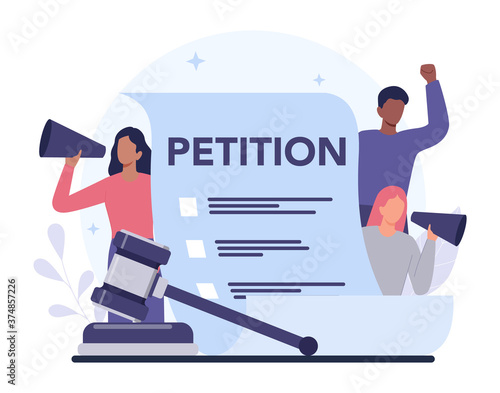 Petition concept. Collective public appeal document. Signing