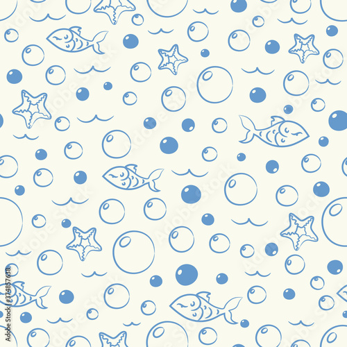 Fish seamless pattern in retro colors