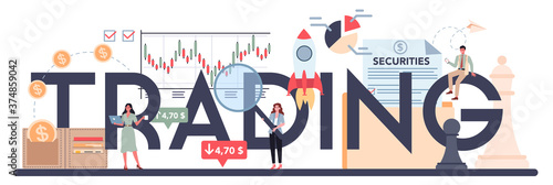 Trading, financial investment typographic header. Buy, sell or loss