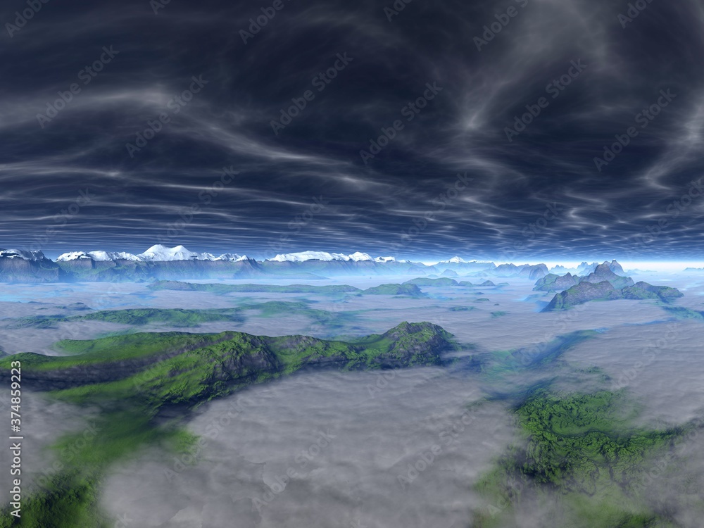 Fototapeta premium Green and blue beautiful landscape