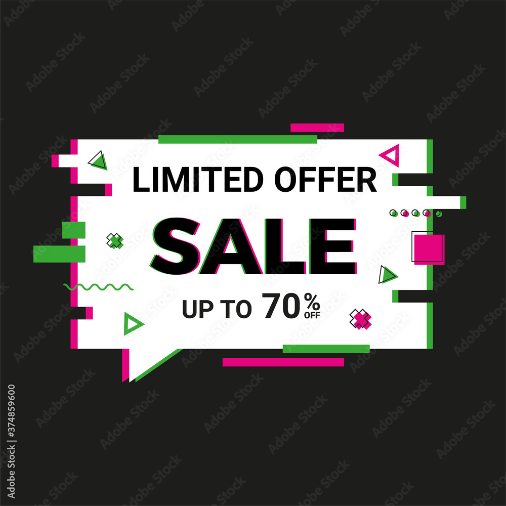 Obraz premium Distorted Glitch Style Modern Background Sale banner for Graphic Design - Banner, Poster, Flyer, Brochure, Card. Vector Illustration.