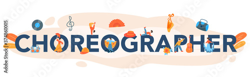 Choreographer typographic header. Dancing courses for children