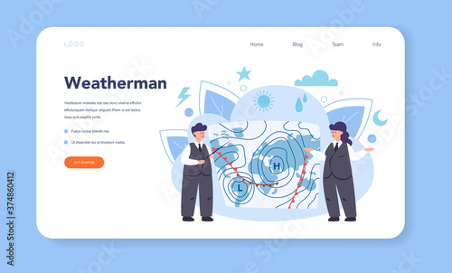 Meteorologist web banner or landing page. Weather forecaster