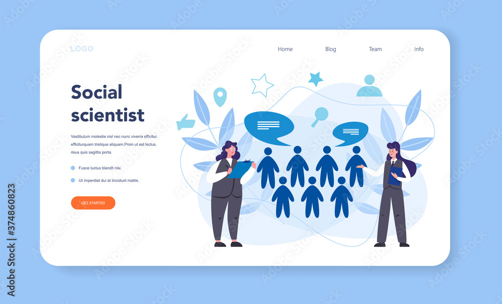 Sociologist web banner or landing page. Scientist study of society, Sociologist web banner or landing page. Scientist study of society,