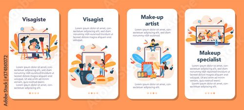 Visagiste online service or platform set. Beauty center service