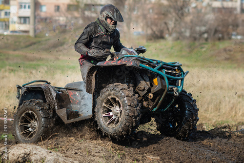 ATV and UTV competition with mud. Offroad competition.