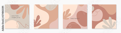 Bundle of modern vector illustrations with hand drawn organic shapes,textures and graphic elements.Trendy creative backgrounds for social media posts and stories,banners,branding design,covers