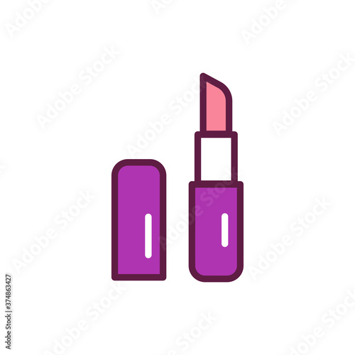 Lipstick color line icon. Professional facial makeup. Beauty industry. Isolated vector element. Outline pictogram for web page, mobile app, promo.