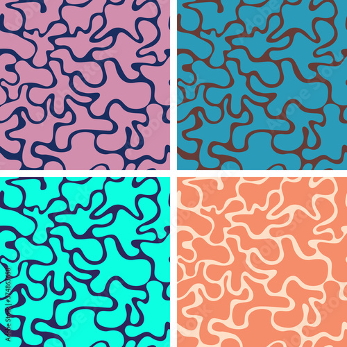 Blots. A set of four seamless patterns of different colors.