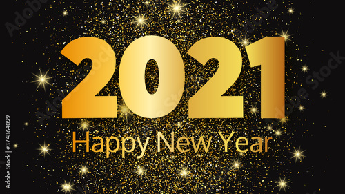 2021 Happy New Year gold background
