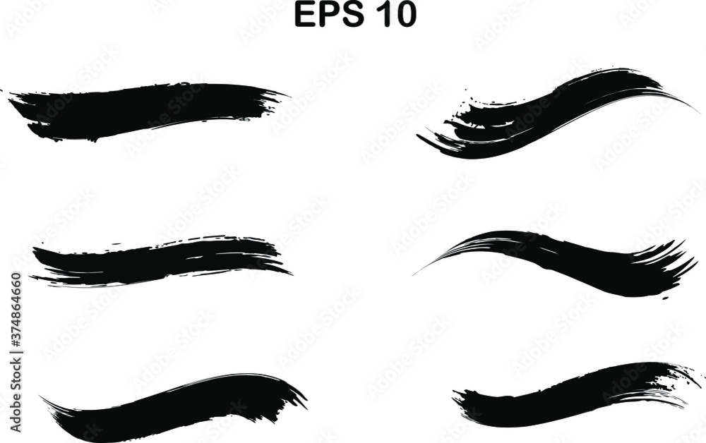 Black  ink line, grunge brush strokes, ink paint set, EPS 10. Only commercial use	