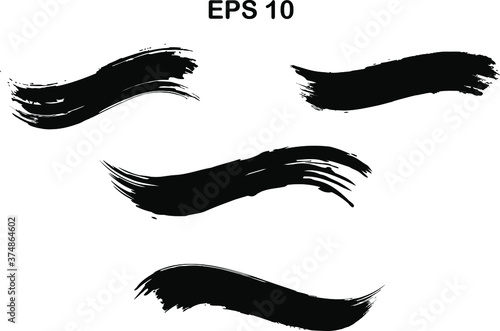 Black  ink line, grunge brush strokes, ink paint set, EPS 10. Only commercial use	