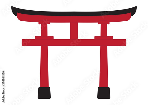Shinto shrine gate or torii flat color icon for apps or websites