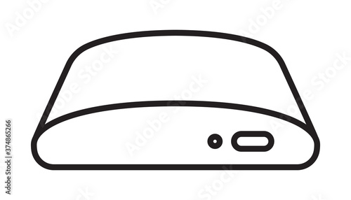 TV box or digital media player setup box line art icon for apps and websites