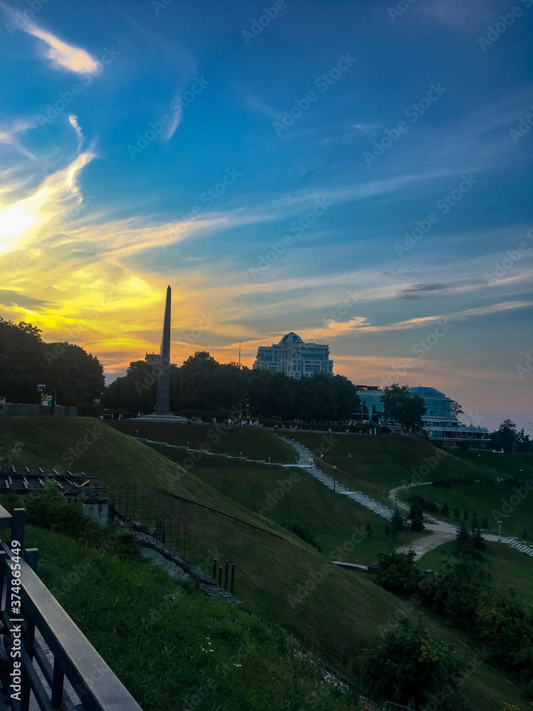 sunset over the city.
Kiev beauty does not fade all year round. Each time is cute in its own way.
Summer in Kiev - flowers are everywhere, fountains are gushing.