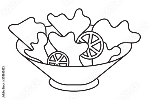 Garden salad or vegetable salad with lettuce and tomatoes line art icon for apps and websites
