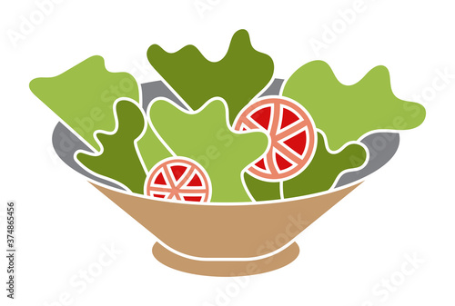 Garden salad / vegetable salad with lettuce and tomatoes flat color icon for apps and websites