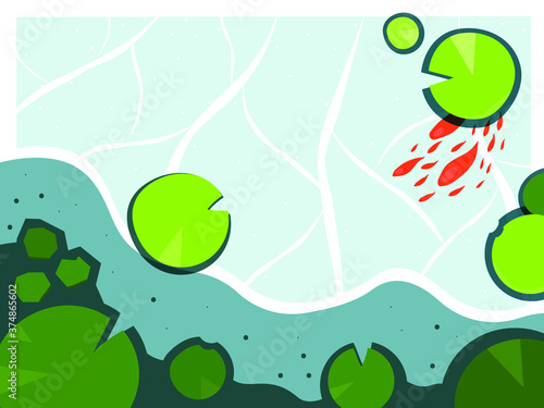 Fish pond illustration