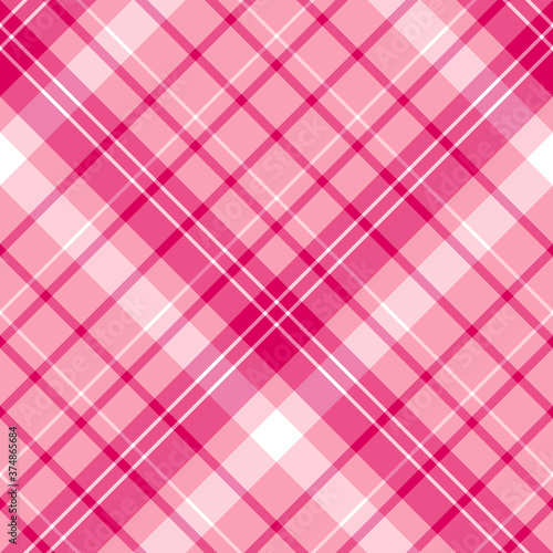 Seamless pattern in positive pink and white colors for plaid, fabric, textile, clothes, tablecloth and other things. Vector image. 2