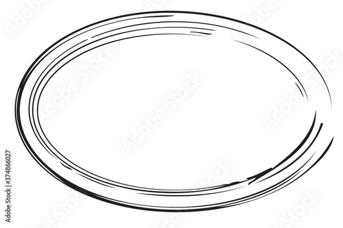 Vector Hand Draw Sketch Oval Frame from Multiple Black thic market for your element design, isolated on white