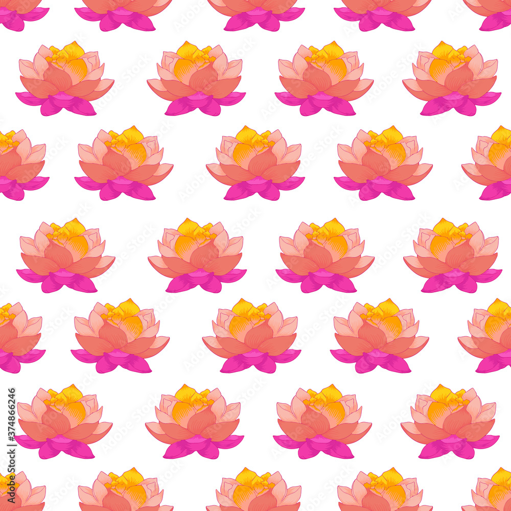 Lotus flowers vector seamless patterns set Lotus flowers vector seamless patterns set