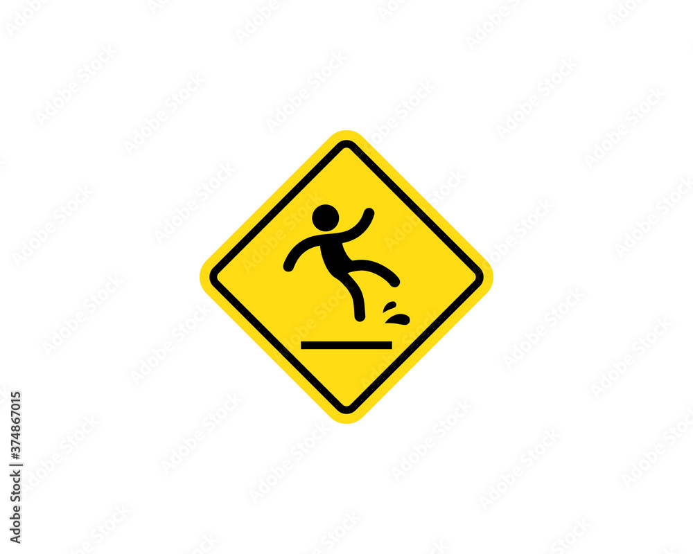 Warning sign with caution on wet floors. Vector on isolated white background. EPS 10 Warning sign with caution on wet floors. Vector on isolated white background. EPS 10