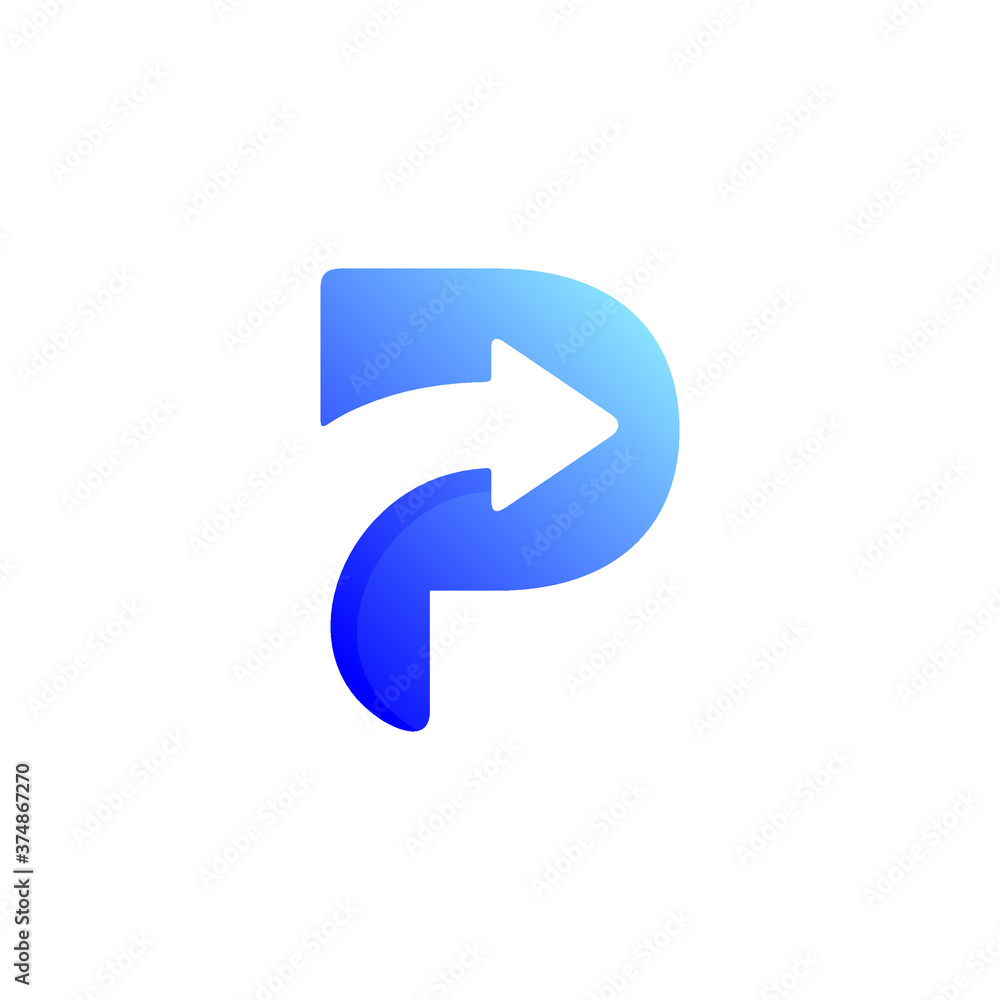 letter p arrow logo template vector eps - obrazy, fototapety, plakaty 