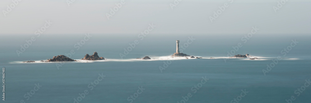 Lands End light house in milky sea on a cloudy day long exposure