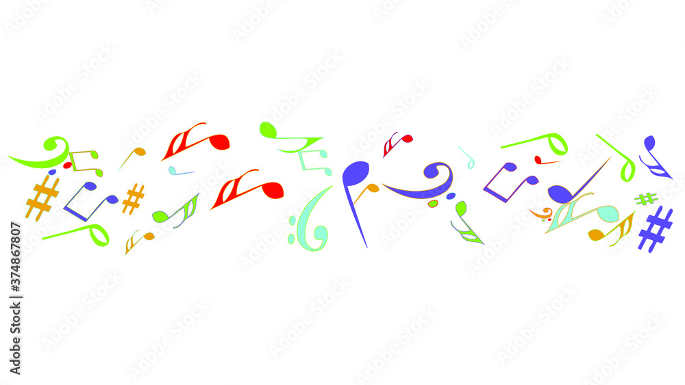 Musical Signs. Modern Background with Notes. Vector Element for Musical Poster, Banner, Advertising, Card. Minimalistic Simple Background.

