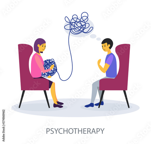 Psychotherapy concept on white background, flat design