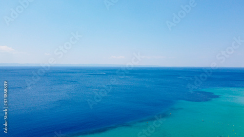 Aerial view of amazing blue clear sea 