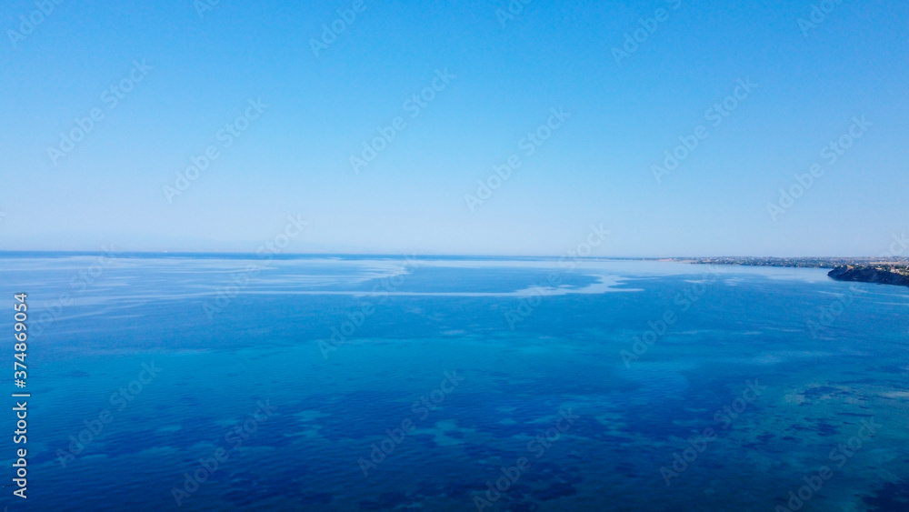 Aerial view of amazing blue clear sea 