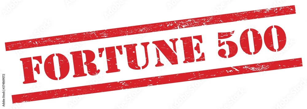 FORTUNE 500 red grungy rectangle stamp.