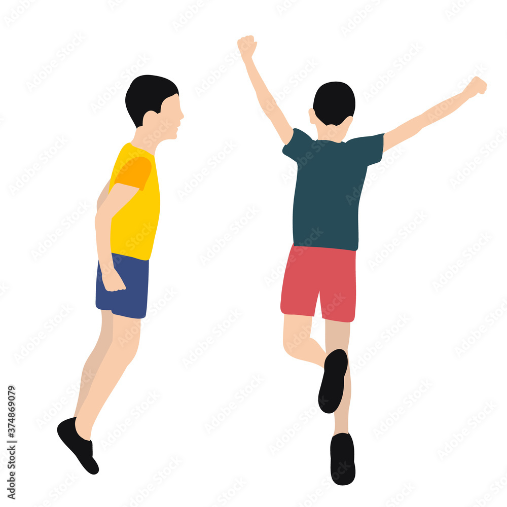 silhouette boy jumping, flat style silhouette boy jumping, flat style