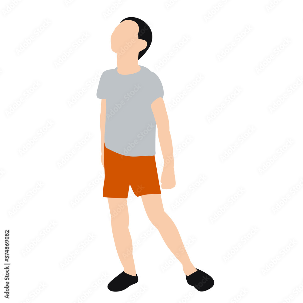  isolated, silhouette boy, flat style