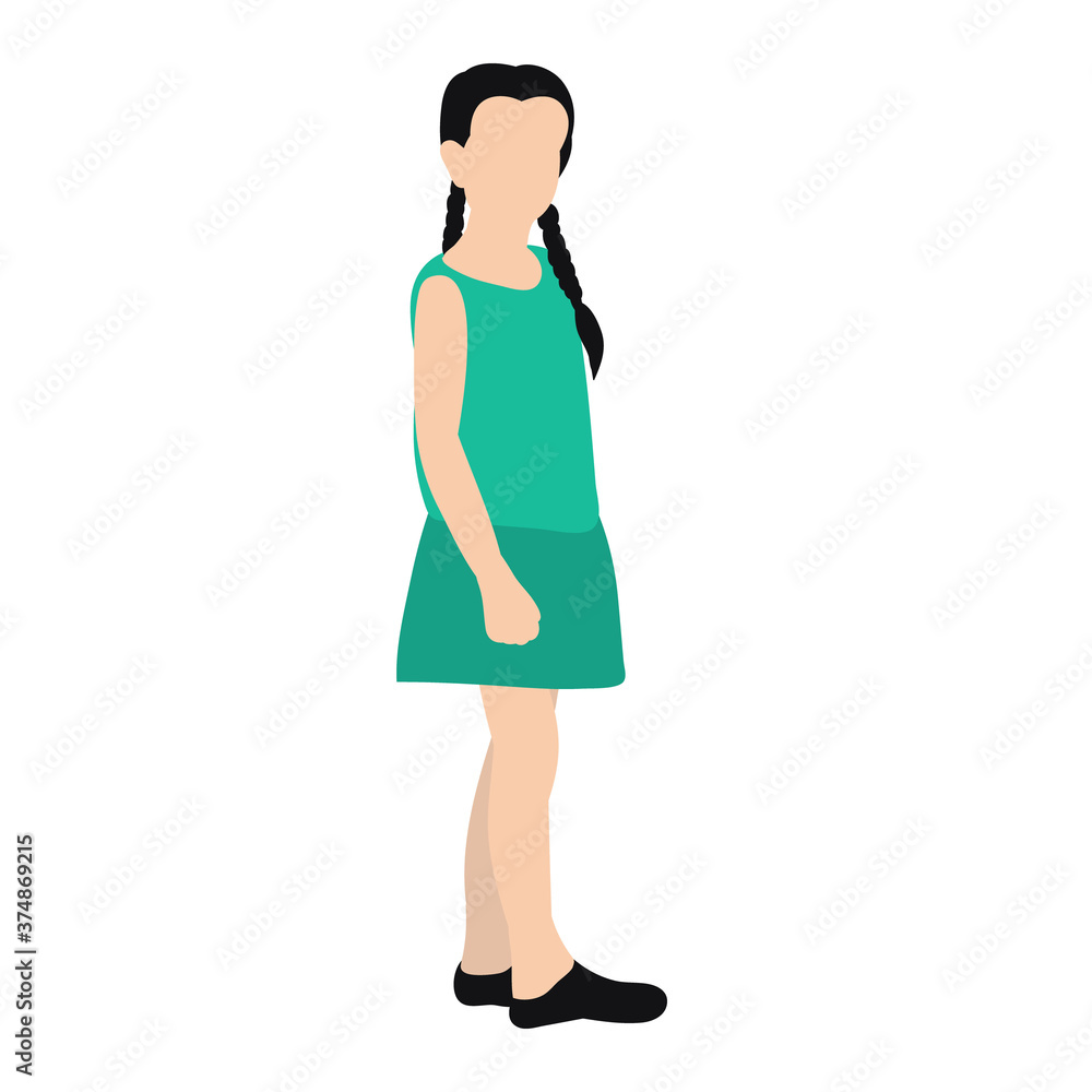 vector, isolated, silhouettes of a little girl stands vector, isolated, silhouettes of a little girl stands