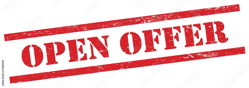 OPEN OFFER red grungy rectangle stamp. OPEN OFFER red grungy rectangle stamp.