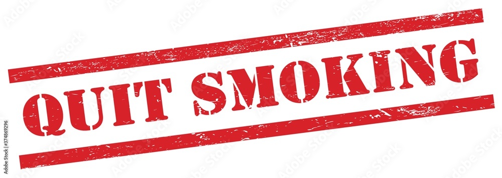 QUIT SMOKING red grungy rectangle stamp. QUIT SMOKING red grungy rectangle stamp.